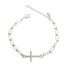 Load image into Gallery viewer, Linked By Faith Cross Paperclip Adjustable Bracelet