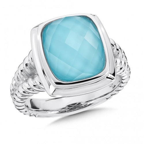 Colore SG Turquoise and White Quartz Fusion Ring