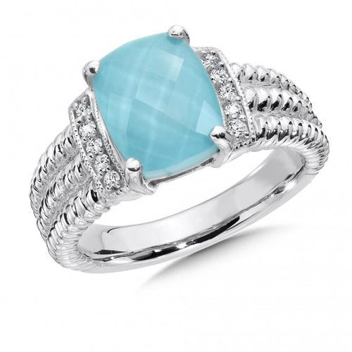 Turquoise and Diamond Fusion Ring - Colore SG