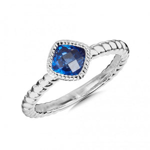 Blue Sapphire Ring in Sterling Silver - Colore SG