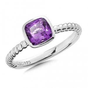 Amethyst Stackable Ring - Sterling Silver - Colore SG