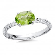 East to West Oval Peridot Stacking Ring - Colore SG
