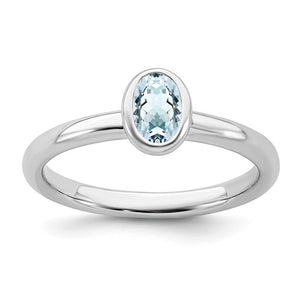Sterling Silver Oval Aquamarine Ring