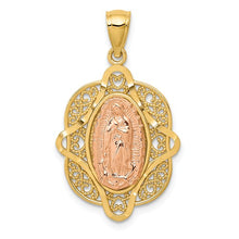 Load image into Gallery viewer, 14k Two-tone Rose Virgin Mary Pendant