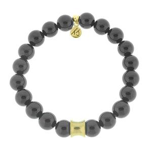 Onyx with Gold Accent Beaded Bracelet
