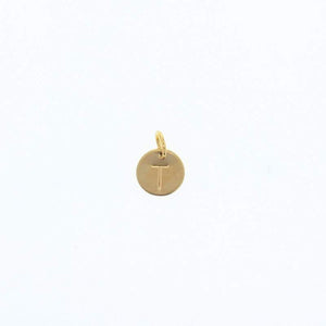 Lotus Mini Disc Letter Tag Pendant (Gold Filled)
