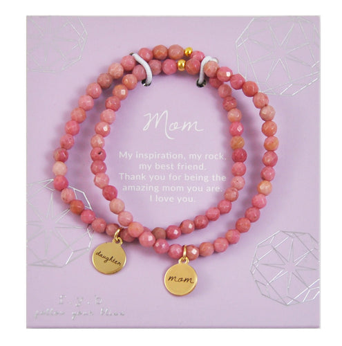 Mini Rhodonite Mom & Daughter Bliss Bracelet Set