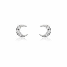 Load image into Gallery viewer, Petite Crescent Moon Pave Post Earrings