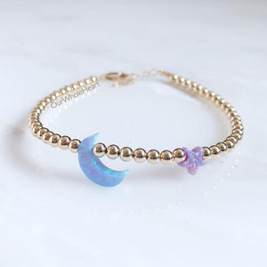 "Opal Moon and Star" Beaded Bracelet- Our Whole Heart