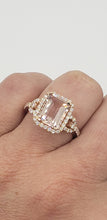 Load image into Gallery viewer, 14K Rose Gold Emerald Cut Morganite and Diamond Ring
