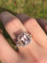 Load image into Gallery viewer, 14K Rose Gold Cushion Cut Morganite and Diamond Ring