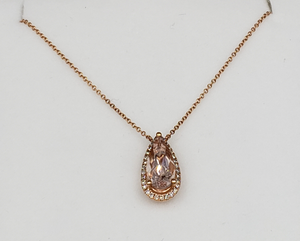 14K Rose Gold Morganite Pear Shaped Necklace