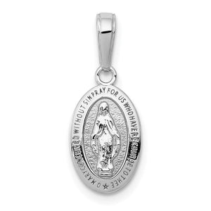 Oval Miraculous Medal (Mother Mary) & Chain - 14K White Gold