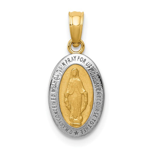 Miraculous Medal Charm - 14k with Rhodium