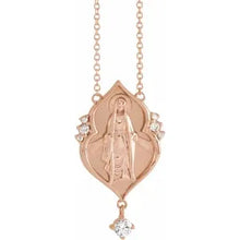 Load image into Gallery viewer, Miraculous Mary &amp; Diamond Necklace - 14K Rose Gold