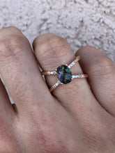 Load image into Gallery viewer, Split Shank Mystic Topaz and Diamond Ring - 14K Rose Gold - Marie&#39;s Custom Design