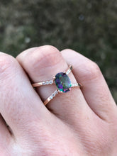 Load image into Gallery viewer, Split Shank Mystic Topaz and Diamond Ring - 14K Rose Gold - Marie&#39;s Custom Design