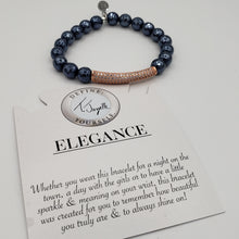 Load image into Gallery viewer, Elegance Collection - Navy Hematite Bracelet with Rose Gold Crystal Bar