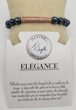 Load image into Gallery viewer, Elegance Collection - Navy Hematite Bracelet with Rose Gold Crystal Bar