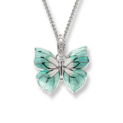 Sterling Silver Green Butterfly Necklace
