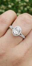 Load image into Gallery viewer, 14K White Gold Oval Engagement Ring with Diamond Halo and Diamond Split Shank GIA Certified