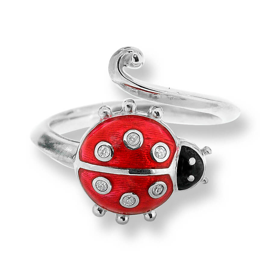 Sterling Silver Red Ladybug Ring