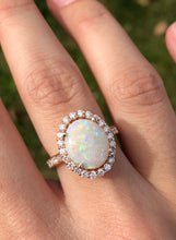 Load image into Gallery viewer, 14K Rose Gold Oval Opal and Diamond Ring