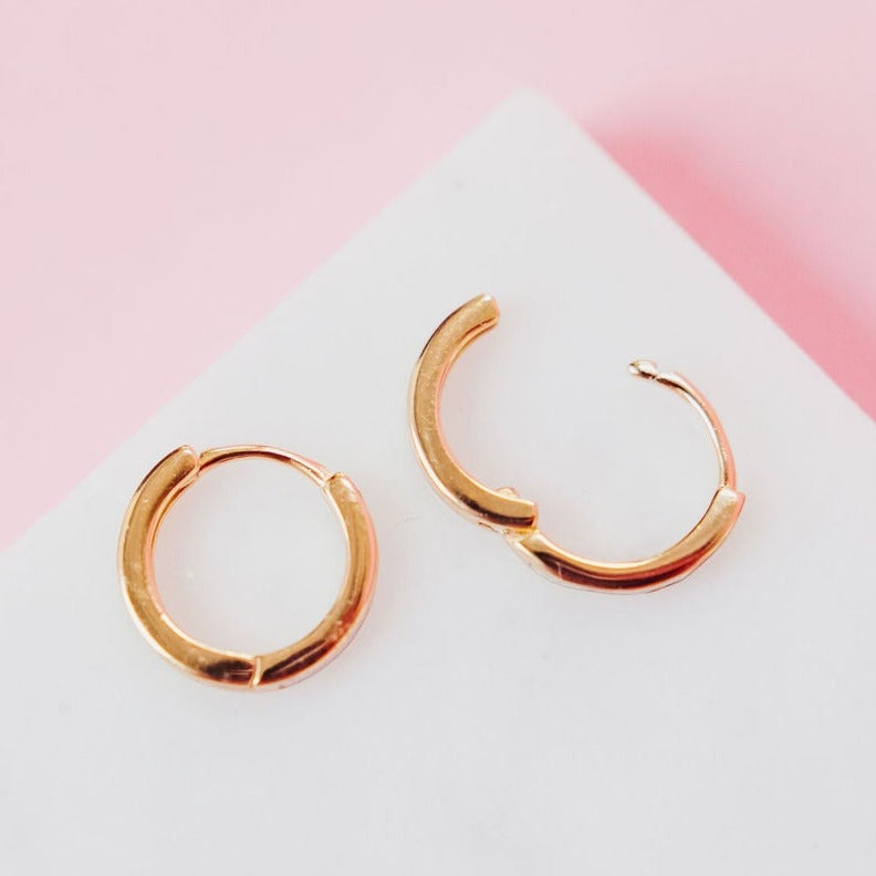 Pink Opal Huggie Hoop Earrings