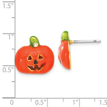 Load image into Gallery viewer, Brass and Gold Tone Jack-O-Lantern Enameled Post Earrings