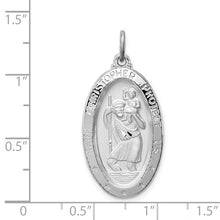 Load image into Gallery viewer, Oval Saint Christopher Medal - Sterling Silver Rhodium-plated