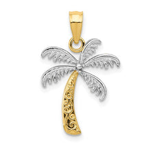 Load image into Gallery viewer, 14k and Rhodium Palm Tree Pendant
