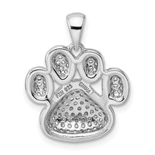 Load image into Gallery viewer, Sterling Silver Rhodium-plated Polished CZ Paw Print Pendant