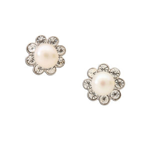 Pearl Button Earrings - Sterling Silver