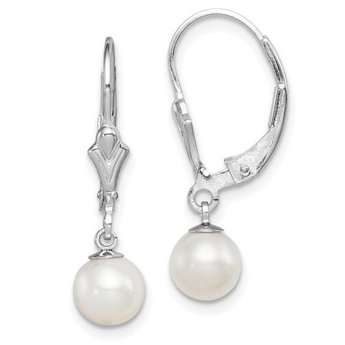 Pearl Leverback Earrings - Sterling Silver