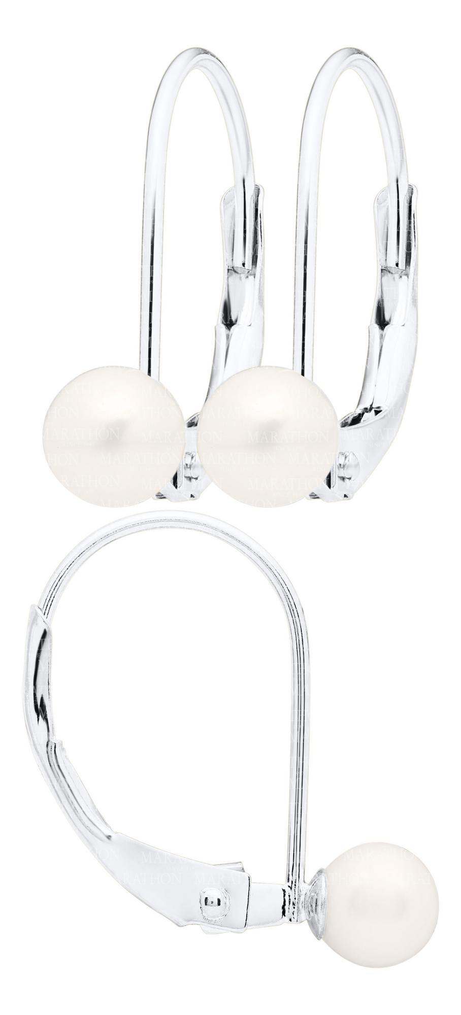 Pearl Leverback Earrings - Sterling Silver