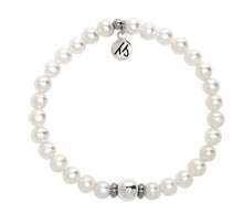 Load image into Gallery viewer, White Pearl with Silver Steel Ball - TJazelle Cape Bracelet