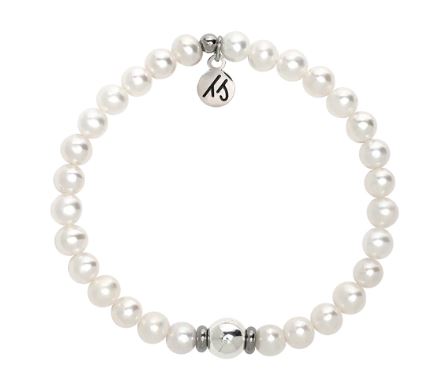 White Pearl with Silver Steel Ball - TJazelle Cape Bracelet
