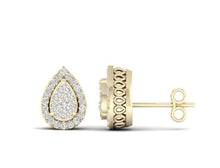 Load image into Gallery viewer, Pear Shaped Diamond Earrings - .25 Carats - 14K Yellow Gold