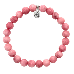 "Love" Pink Jade Stacker Bracelet - TJazelle