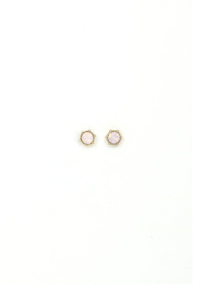 Astrid Stud Earrings - Pink Opal