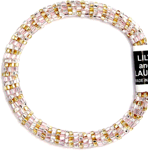 Cut Pink Champagne, Gold and Silver Stripes Bracelet - Roll On