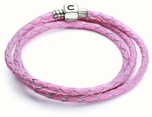 Pink Braided Leather Wrap Bracelet or Necklace - Chamilia