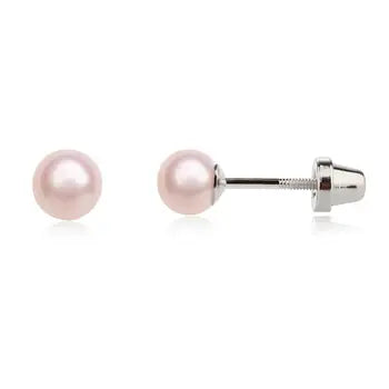 Tiny Pearl Earrings - Little Girls - Sterling Silver