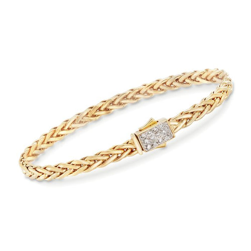 Phillip Gavriel 14K Yellow Gold Woven Bracelet with Diamonds