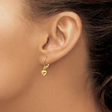 Load image into Gallery viewer, Heart Drop Leverback Earrings - 14K Gold