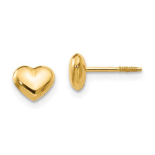Load image into Gallery viewer, Puffed Heart Earrings - 14K Yellow Gold - Screwback