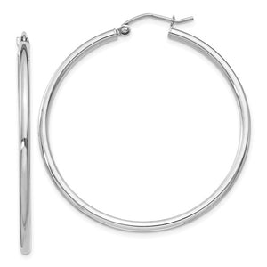 2mm Round Hoop Earrings - Sterling Silver Rhodium-plated