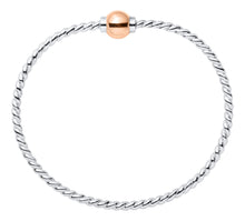 Load image into Gallery viewer, Twist Cape Cod Single Ball Bangle - SS &amp; Rose Gold