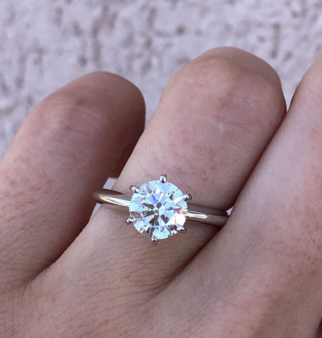 Lab Created 1.5 Carat Round Brilliant Diamond Engagement Ring - 14K White Gold
