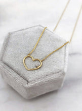 Load image into Gallery viewer, 14k Yellow Gold Open Heart Pendant &amp; Chain